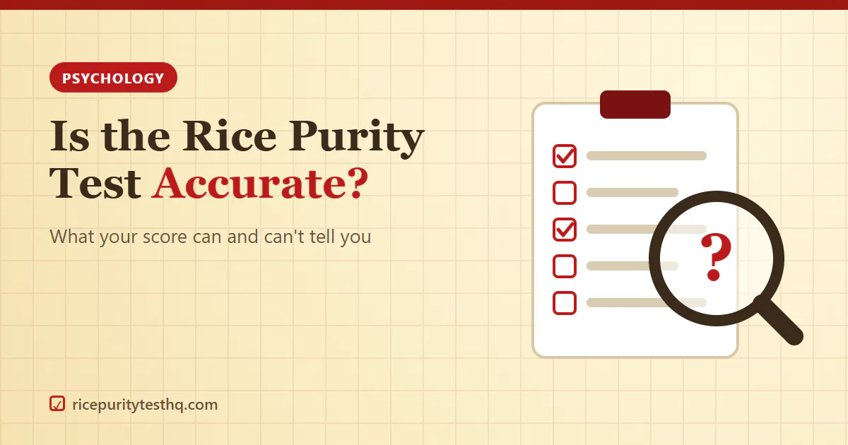 Magnifying glass over a Rice Purity Test checklist